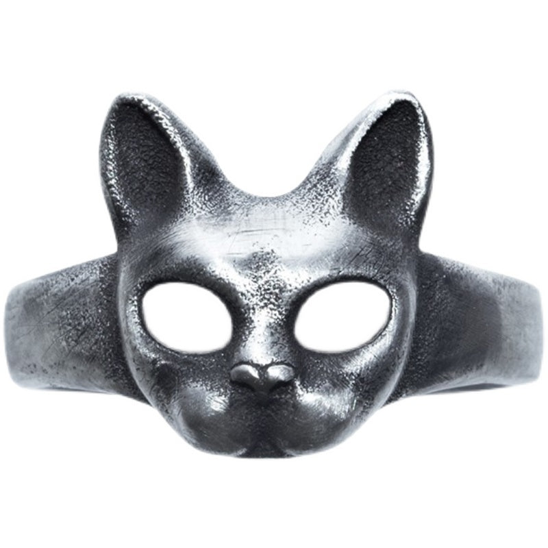 925 Sterling Silver Niche Design Cat Head Ring