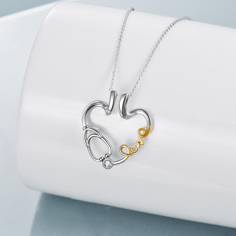 Collier pendentif porte-bague amour infirmière stéthoscope bijoux cadeau