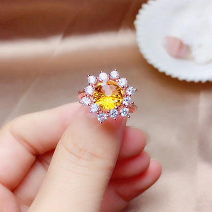 Silver-plated  Explosion Fire Color Inlaid Citrine Set