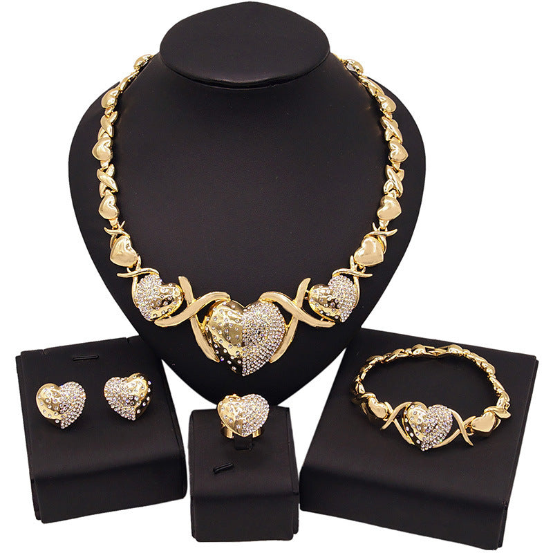 Zinc Alloy Necklace Earrings Bracelet Ring Jewelry Set