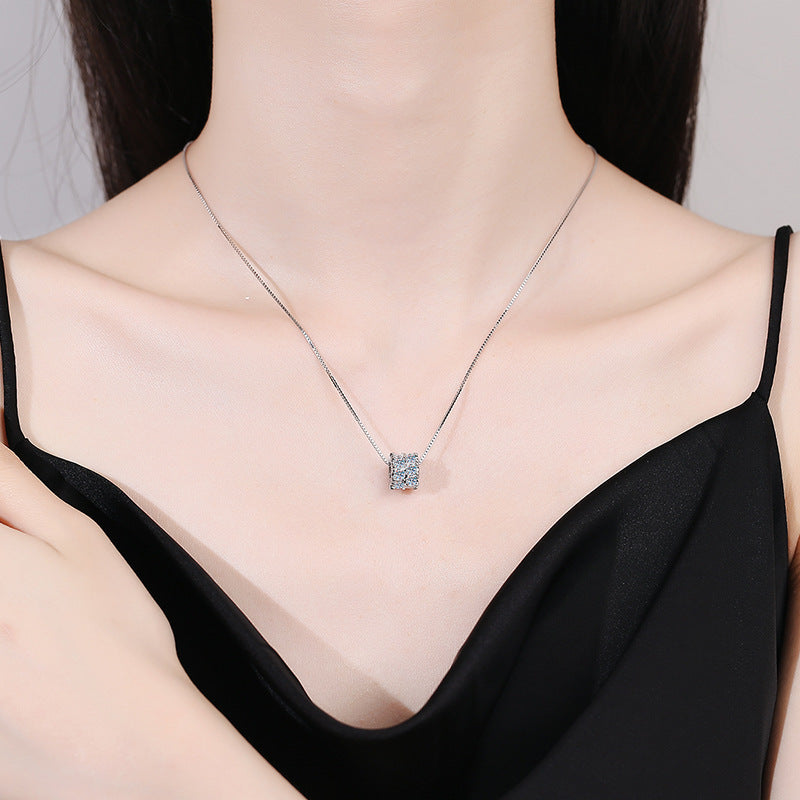 Diamond Moissanite Necklace Sterling Silver Clavicle Chain