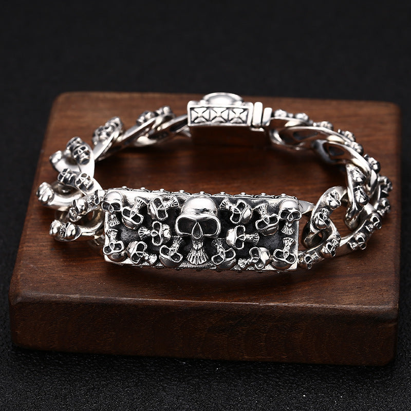 S925 Sterling Silver Men's Personalized Hip Hop Style Eternal Vine Pig Nose Bracelet