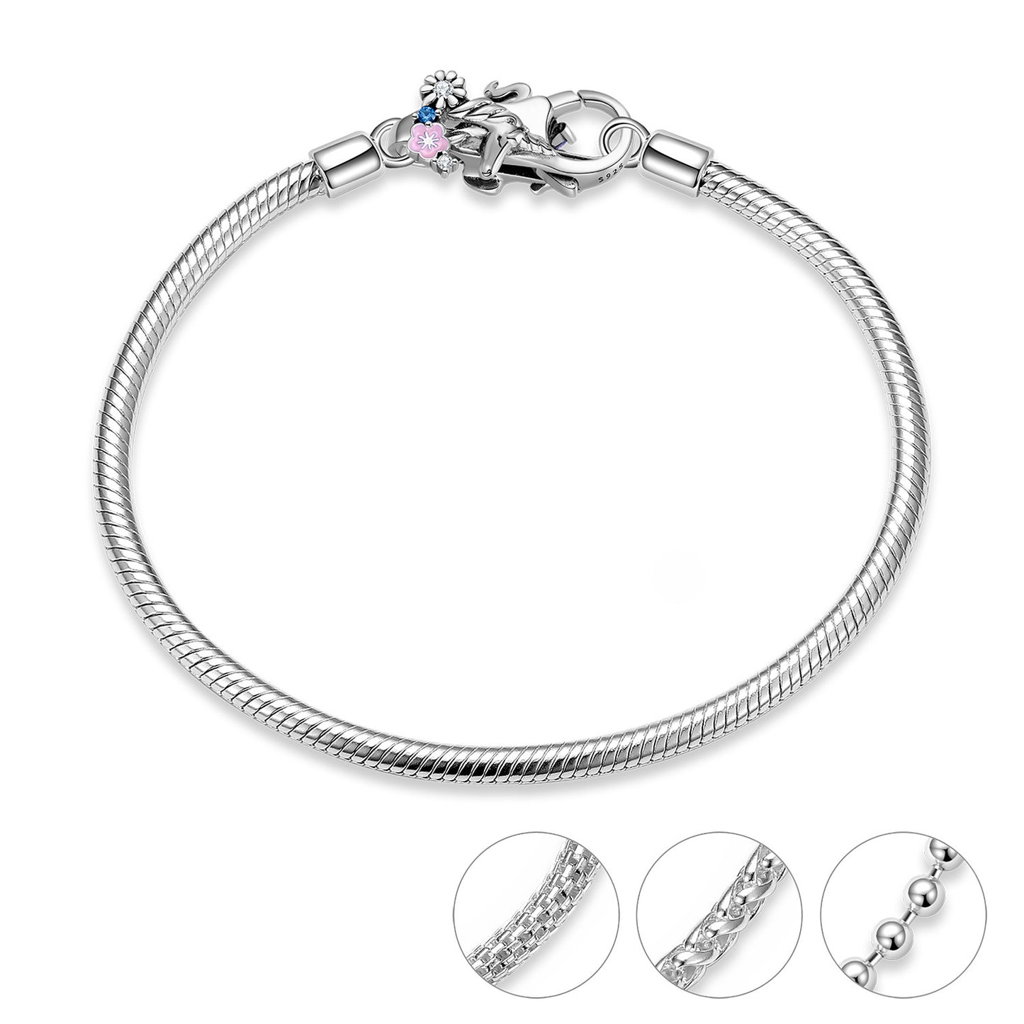 Fermoir mousqueton coloré en argent sterling S925 pour bracelet, accessoires de bricolage personnalisés