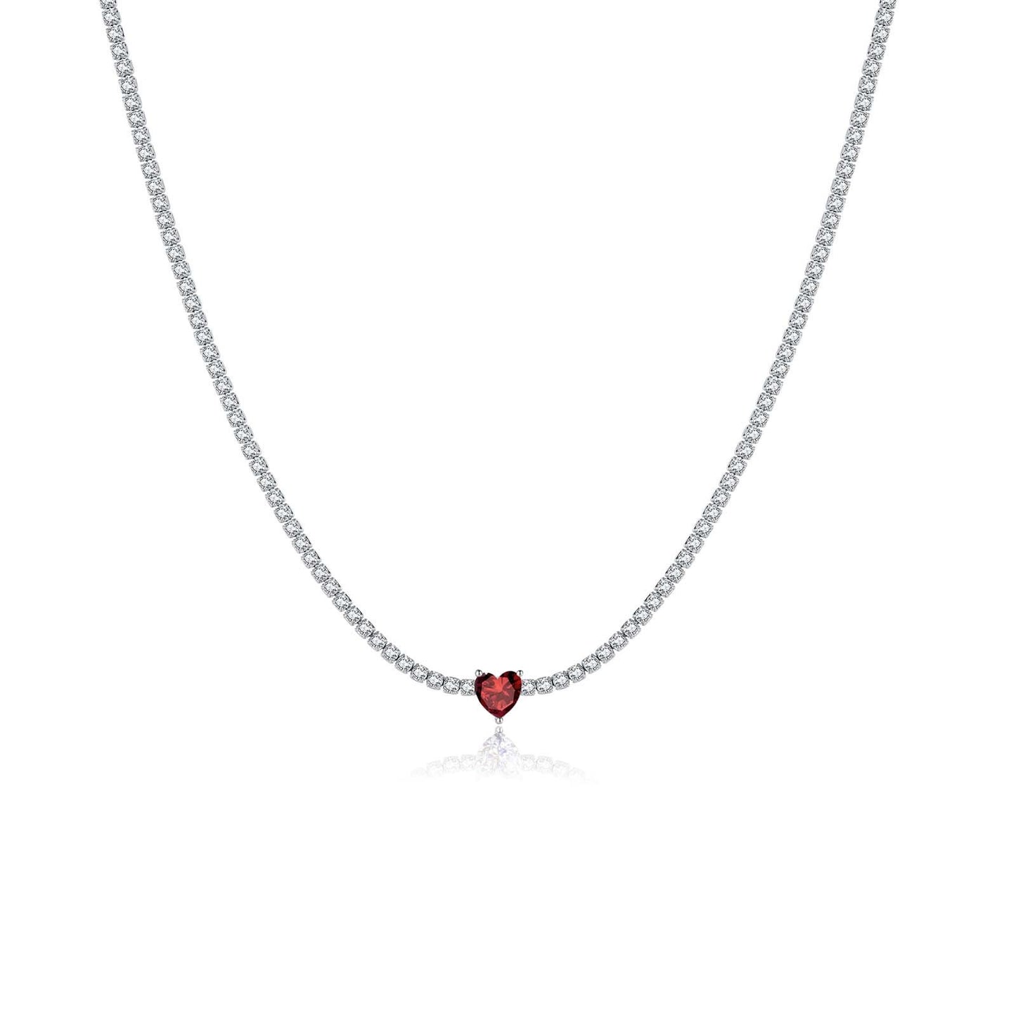 S925 Loving Heart In Sterling Silver Diamond-studded Necklace Female