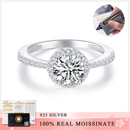 Round Bag Full Diamond S925 Silver 18K Gold Plating Mosanite Diamond Ring Female