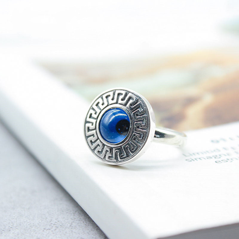 Female Minority Design Sterling Silver Blue Eye Ring