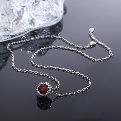 Heart Of The Sea 925 Sterling Silver Necklace Female Clavicle Chain Transfer Pearl Pigeon Blood Red Inlaid Bead Pendant