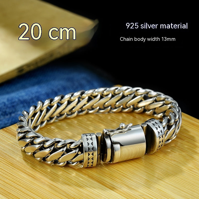 S925 Silver Thick Type Sense Semicircle Bolt Men's Bracelet