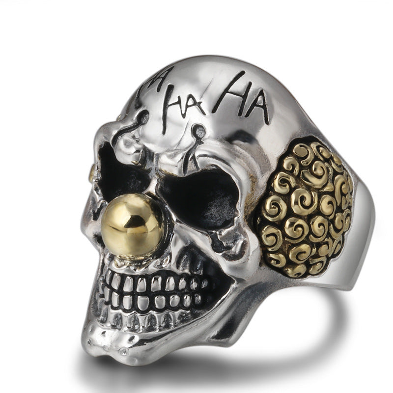 Anillo de plata tailandesa vintage de plata esterlina S925 con letra personalizada y calavera