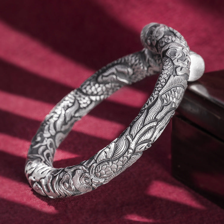 Bracelet de jeu en argent à double tête pour homme