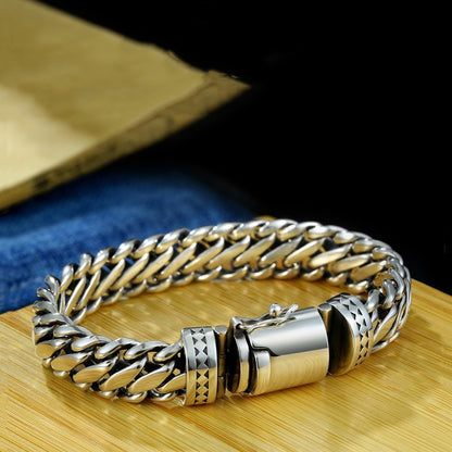 Bracelet pour homme en argent S925 épais avec boulon en demi-cercle