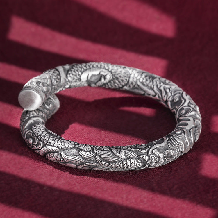 Bracelet de jeu en argent à double tête pour homme