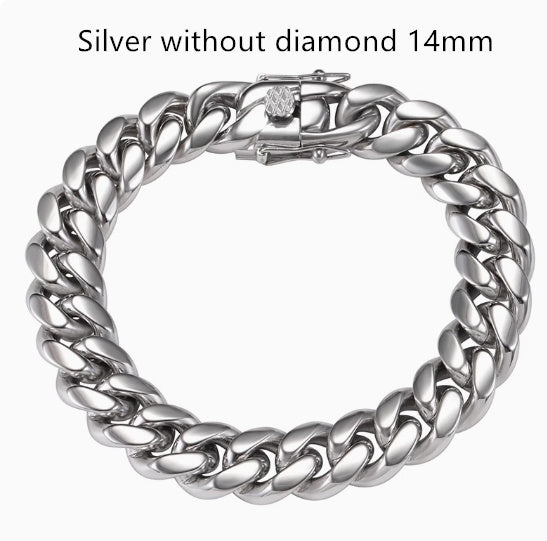 Men's Cuban Link Chain Titanium Steel Silver