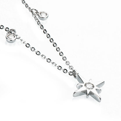 Hexagram Necklace Women's S925 Sterling Silver Starry Clavicle Chain