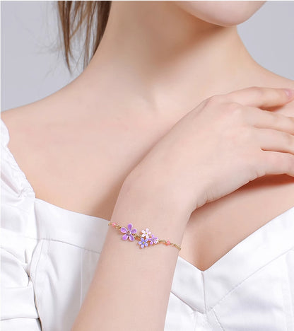 Bracelet à petites fleurs de Myosotis Sylvatica violet