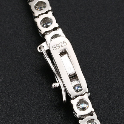 Moissanite 925 Sterling Silver Hip Hop Single Row Men's Necklace