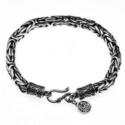 Men's Pure Silver Jewelry Domineering Fashion Thai Peace Pattern Bracelet