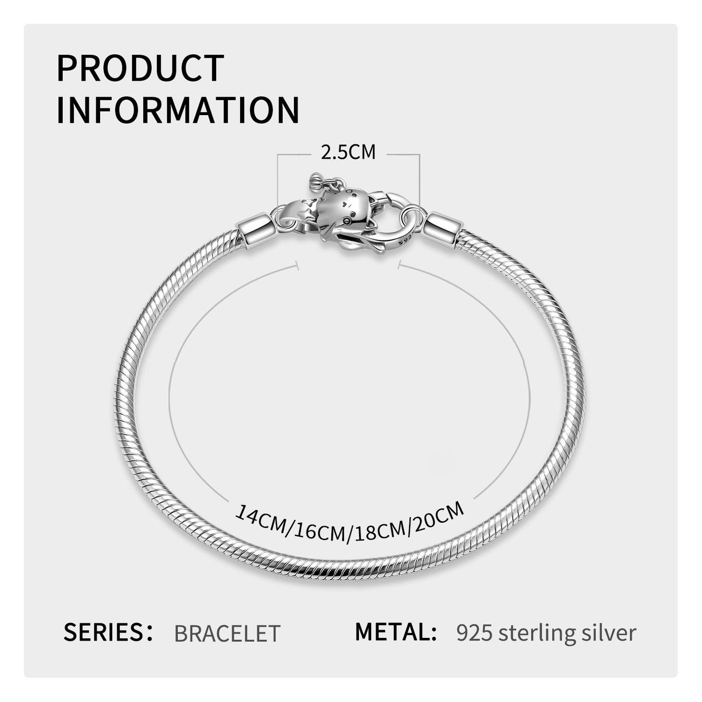 Boucle de homard en argent sterling S925 avec boucle de bracelet à faire soi-même