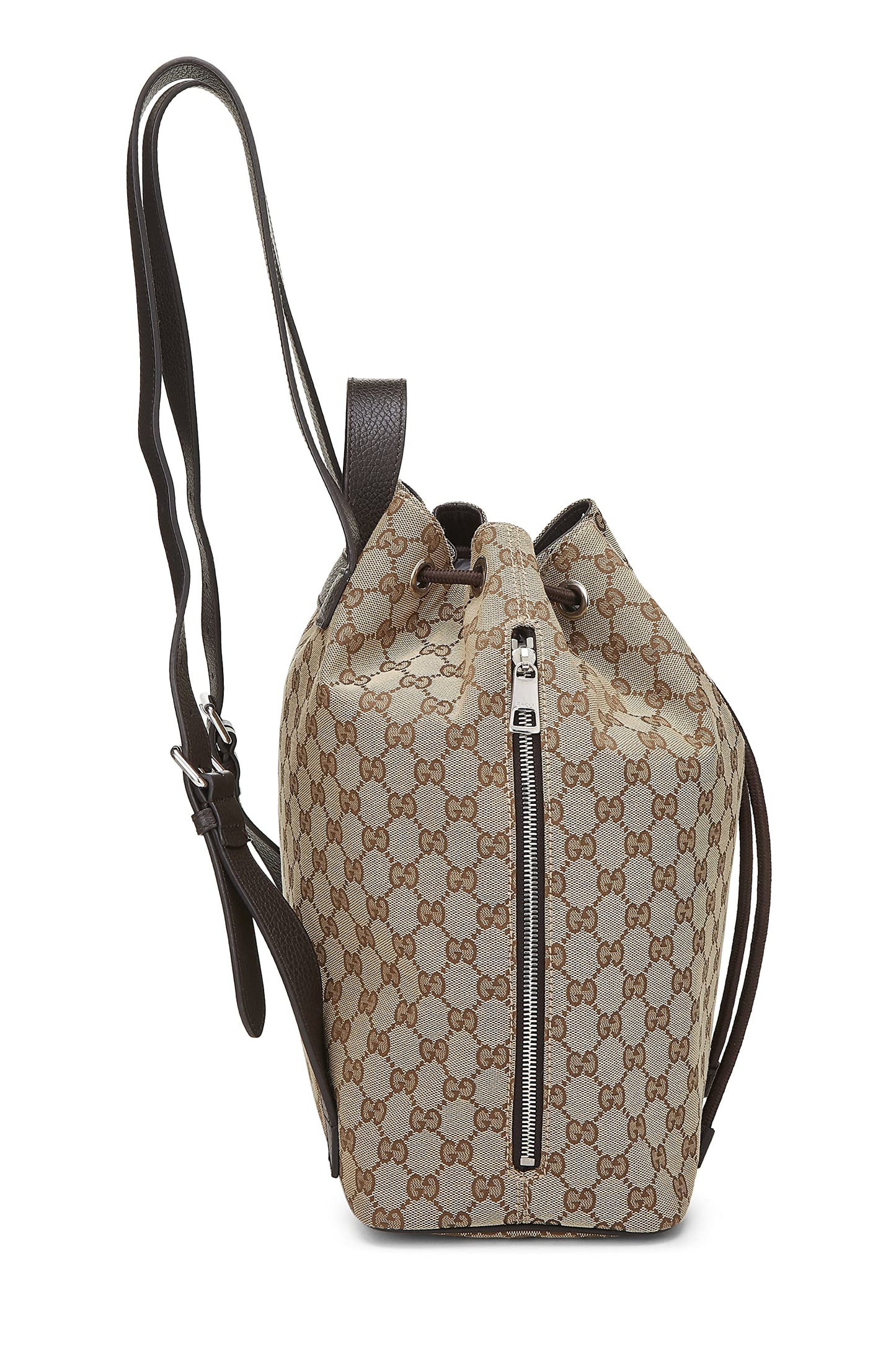 Gucci, Mochila con cordón de lona GG original Pre-Loved, Marrón