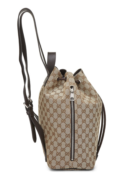 Gucci, Mochila con cordón de lona GG original Pre-Loved, Marrón