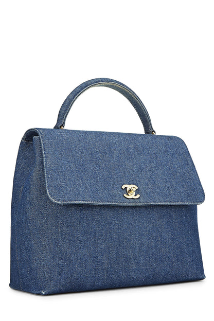 Chanel, Kelly en denim bleu d'occasion, bleu