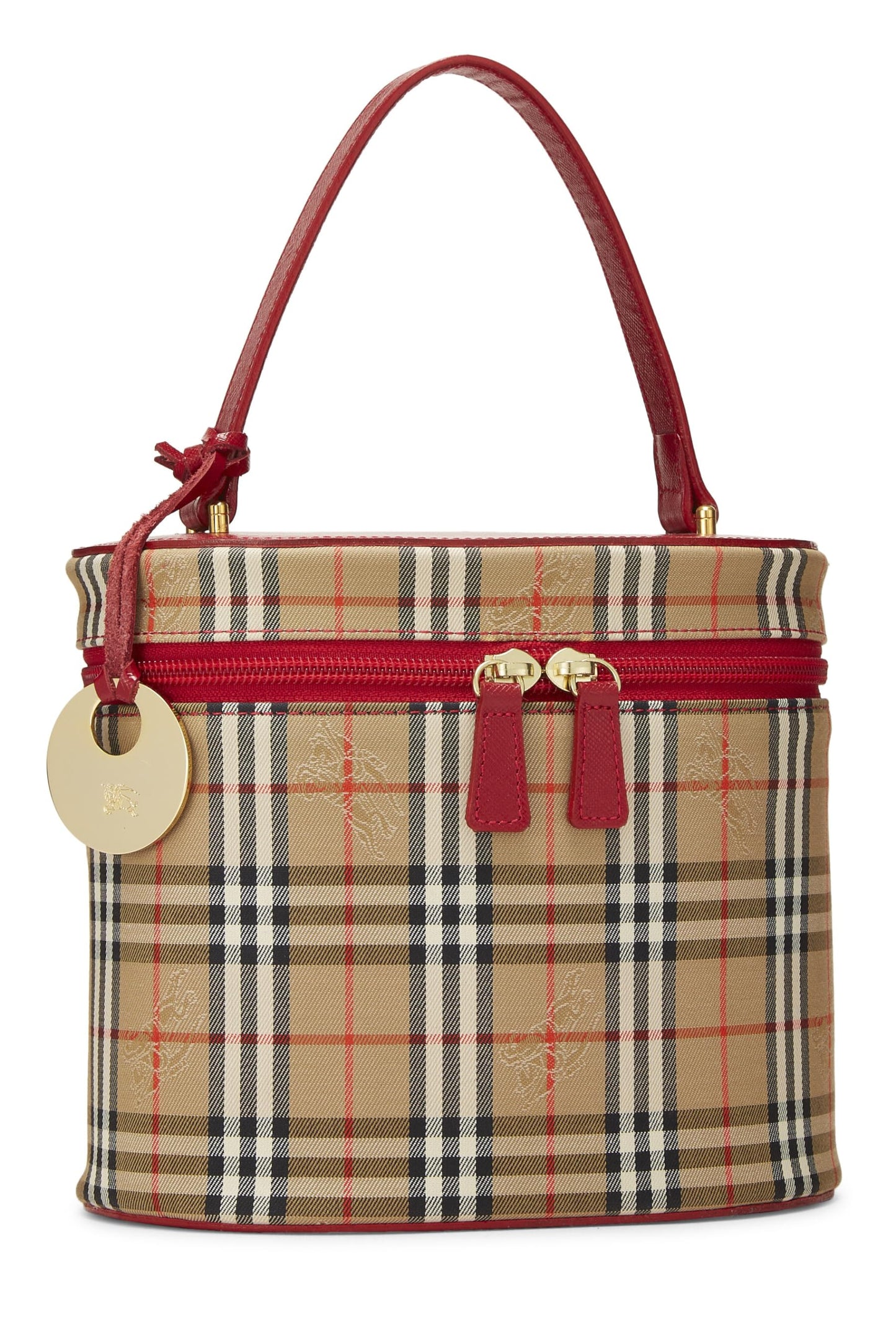 Burberry, Vanity en toile Haymarket rouge d'occasion, rouge