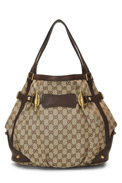 Gucci, sac fourre-tout Jockey en toile GG d'origine, grand modèle, marron