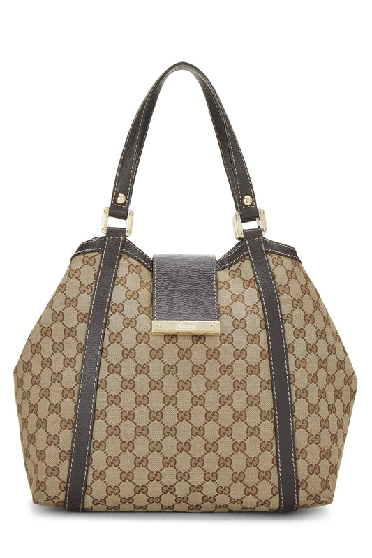 Gucci, sac fourre-tout Shelly en toile GG marron d'origine d'occasion, marron