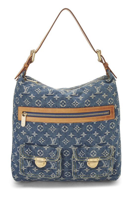 Louis Vuitton, sac à main Baggy GM en denim bleu monogrammé d'occasion, bleu