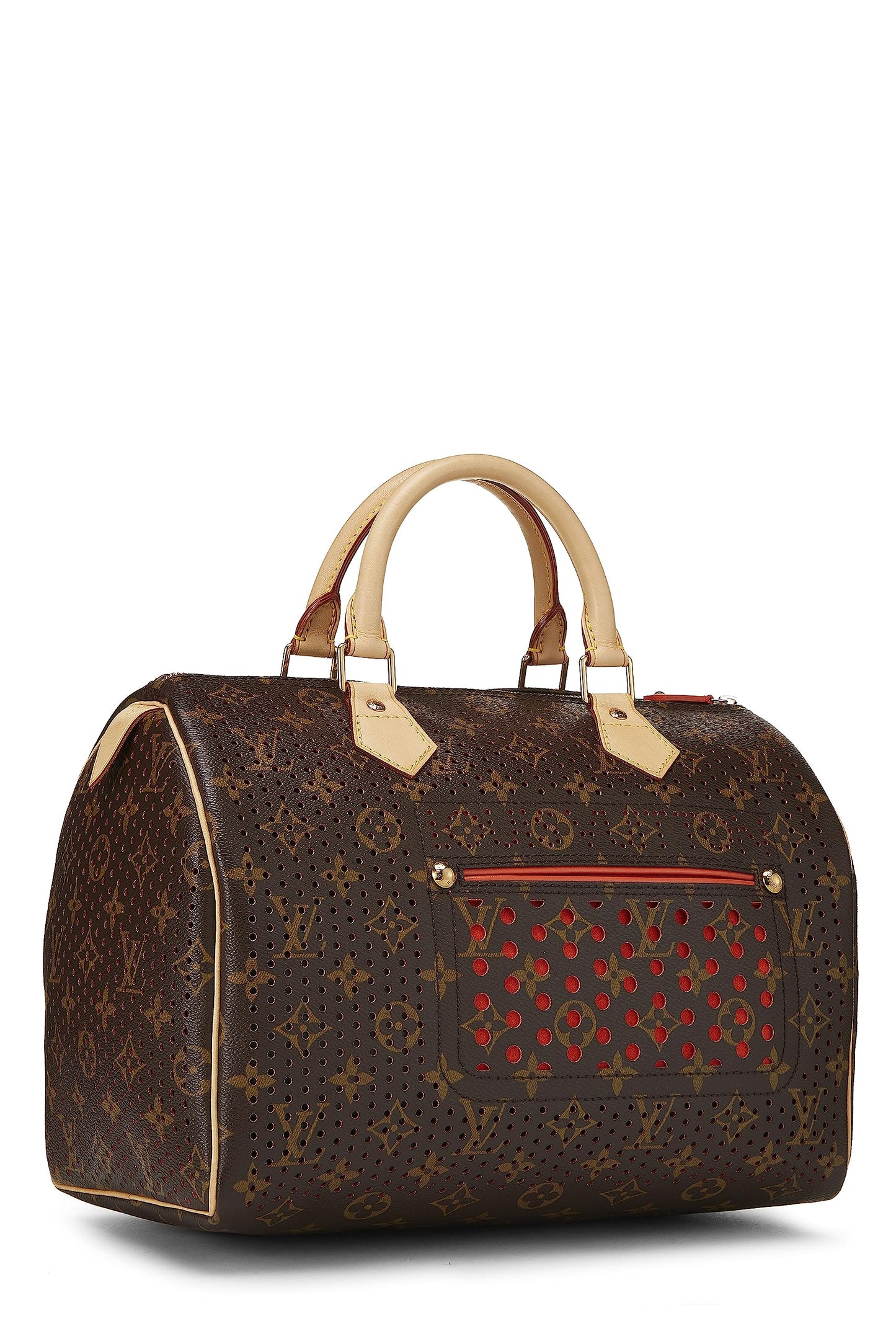 Louis Vuitton, sac Speedy 30 perforé en toile monogram orange d'occasion, orange