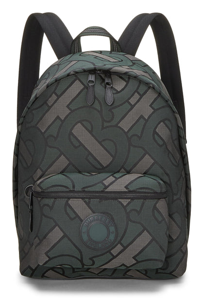 Burberry, sac à dos Jette en toile jacquard verte d'occasion, vert