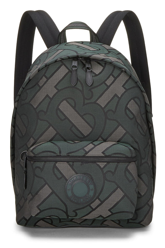 Burberry, sac à dos Jette en toile jacquard verte d'occasion, vert