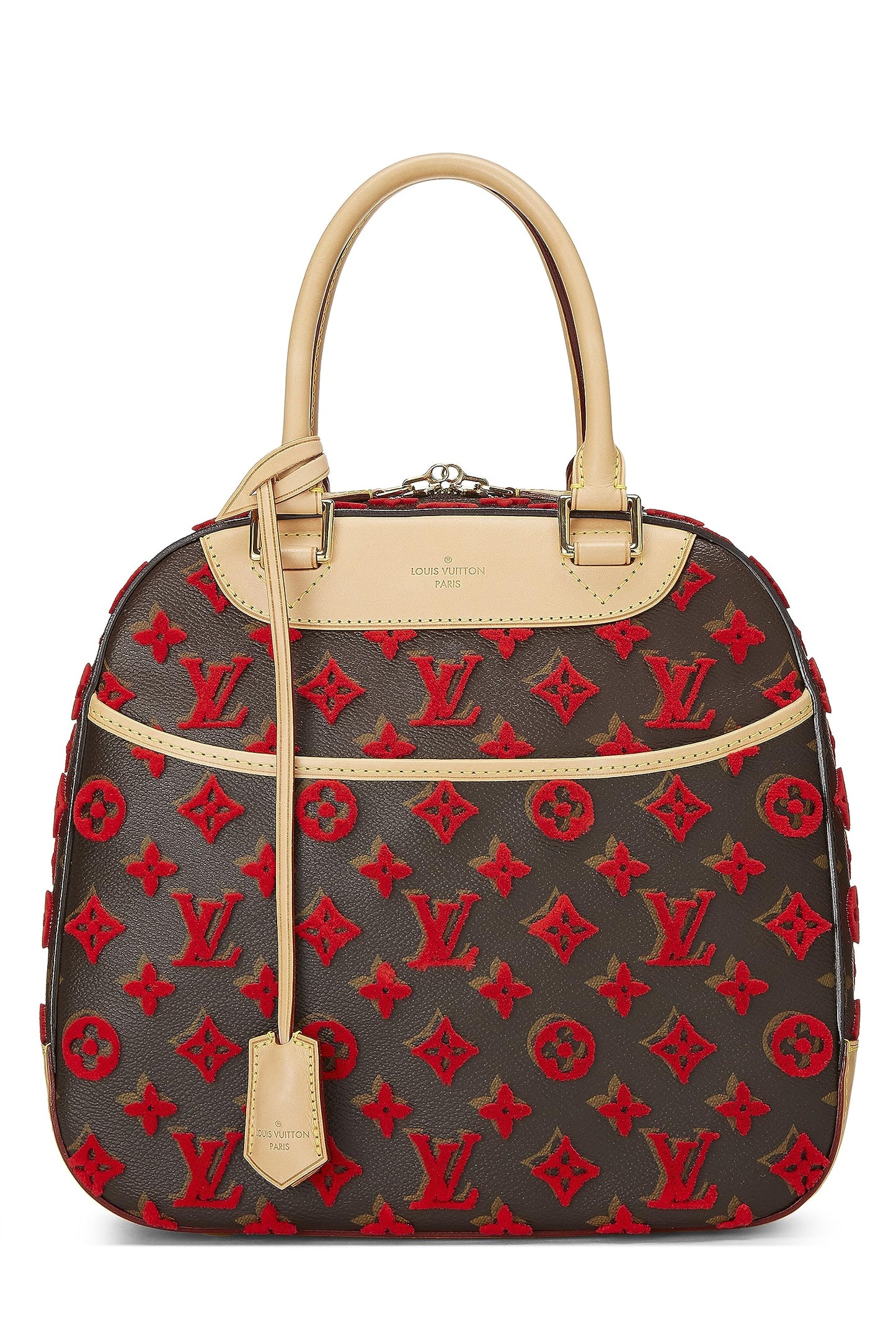 Louis Vuitton, Pre-Loved Red Monogram Tuffetage Deauville Cube, Red