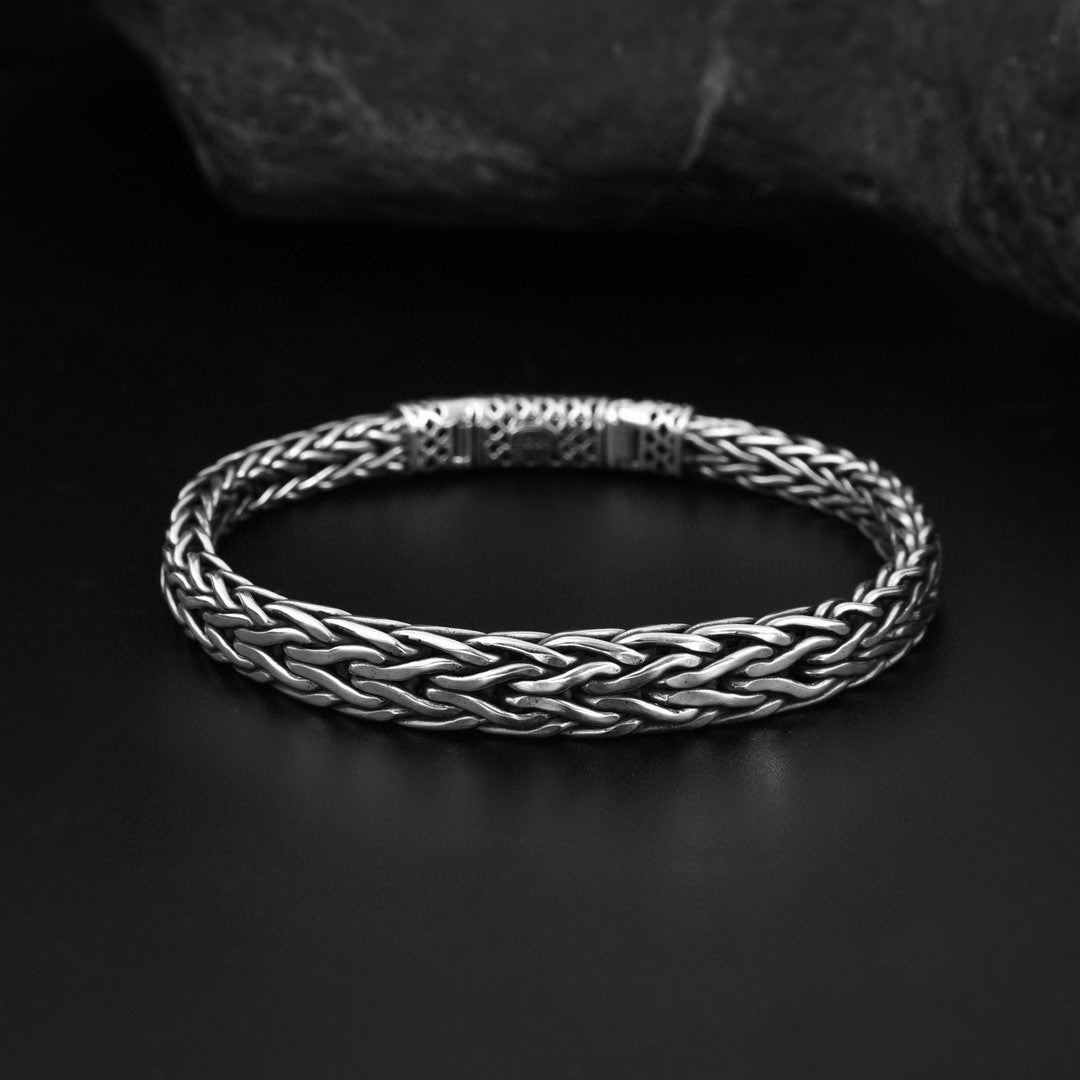 Bracelet tissé à la main en argent sterling S925