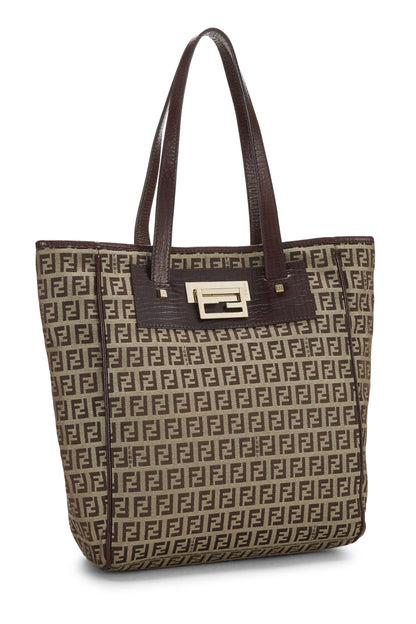 Fendi, sac fourre-tout en toile marron Zucchino, petit modèle, d'occasion, marron