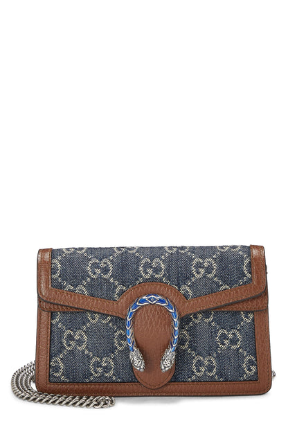 Gucci, Mini sac bandoulière Dionysus en denim bleu GG d'occasion, bleu