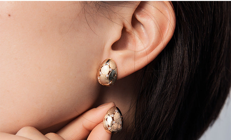 Small Golden Egg Ear Retro Affordable Luxury Fashionable And Versatile Earrings