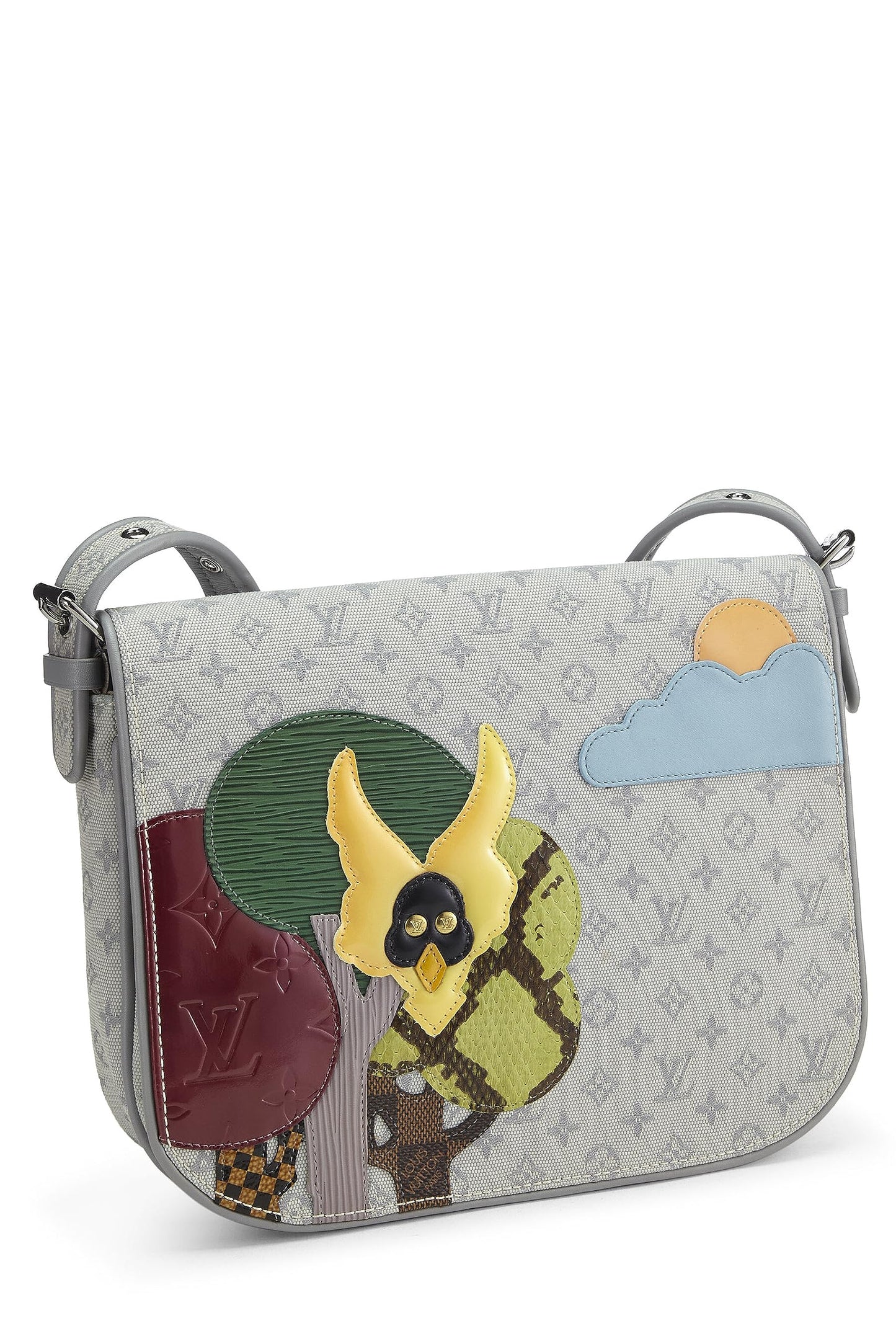 Louis Vuitton, Conte De Fees Musette Patchwork en toile Monogram grise d'occasion, bleu