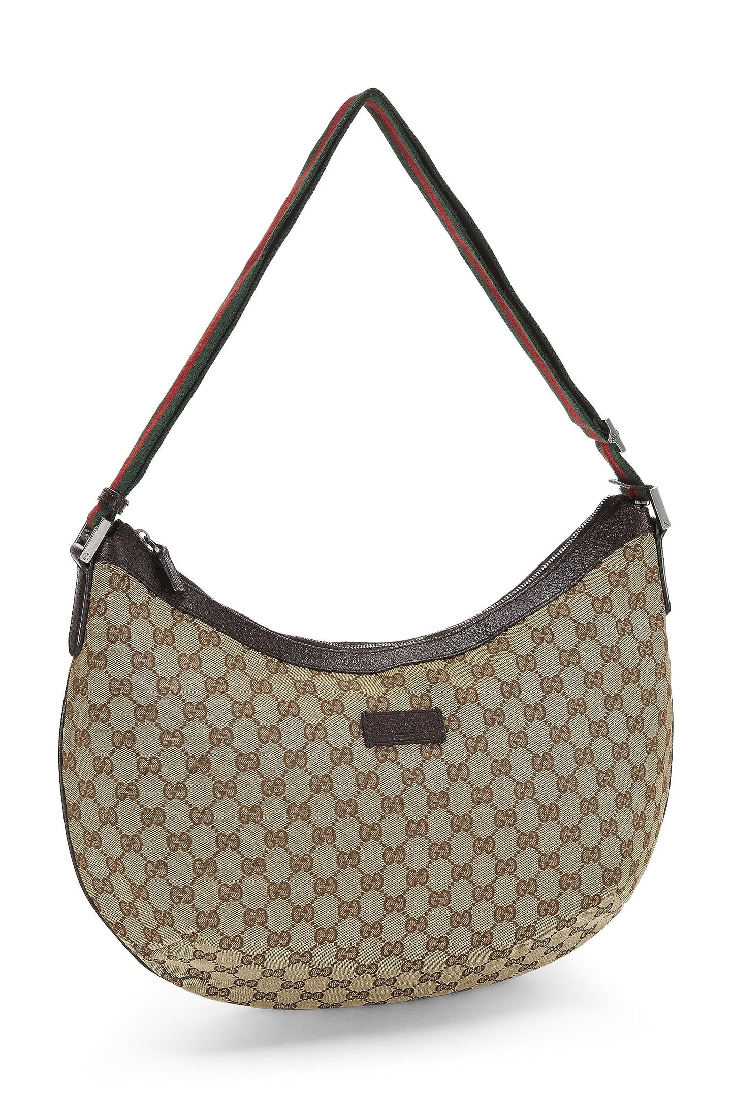 Gucci, sac messager Web en toile GG d'occasion, grand modèle, marron