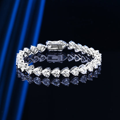 Women's Simple S925 Silver Fashion Diamond Heart-shaped Zircon Bracelet