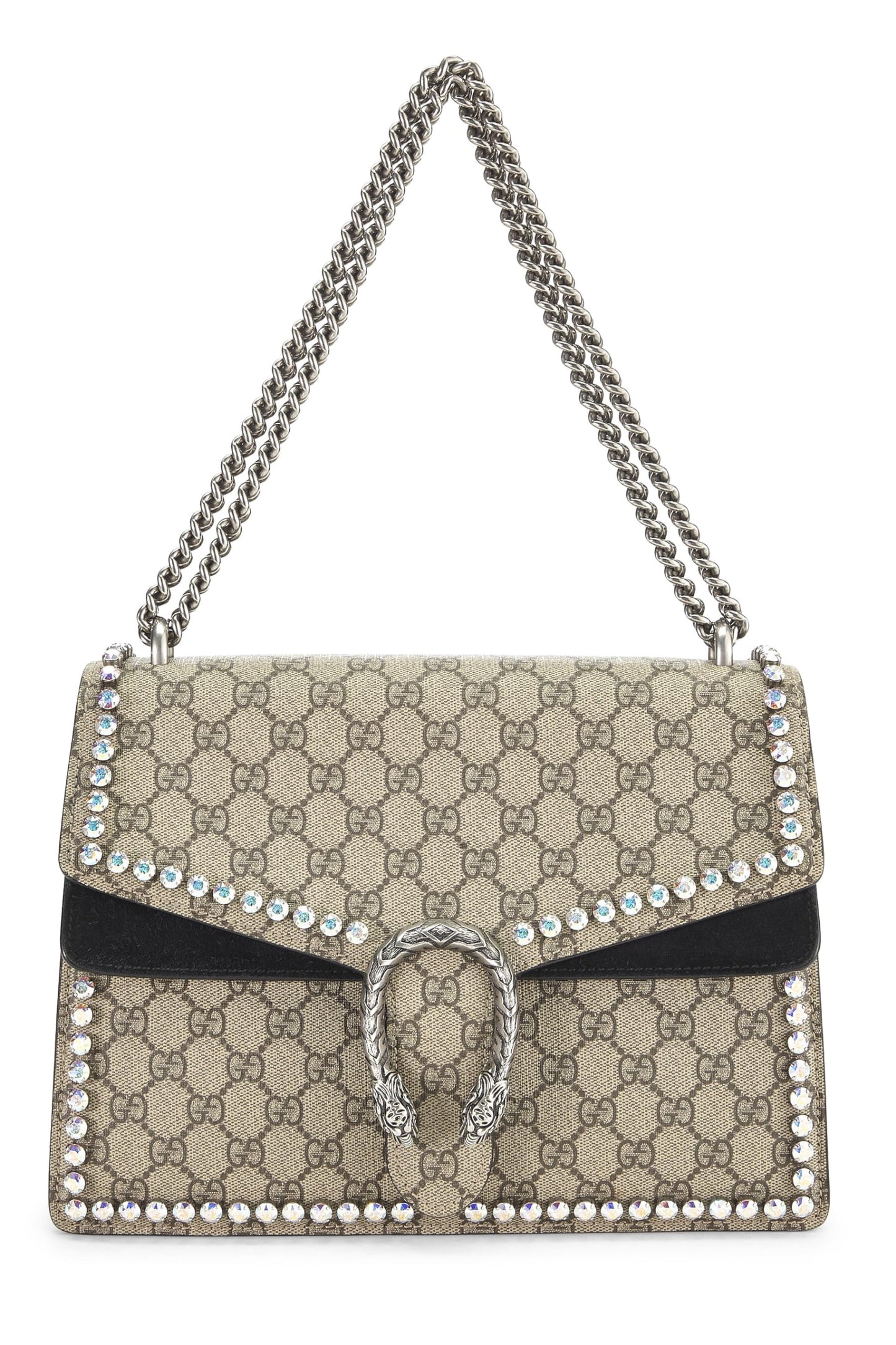 Gucci, sac Dionysus en toile GG Supreme orné de cristaux, taille moyenne, noir, d'occasion