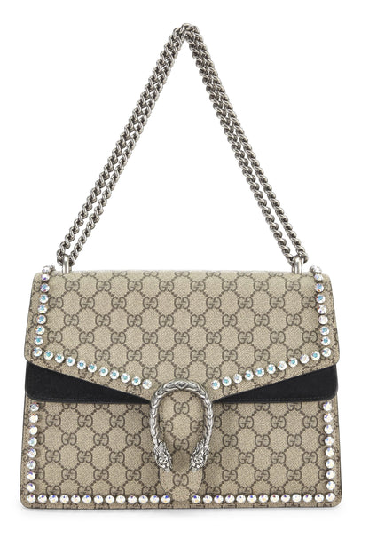 Gucci, sac Dionysus en toile GG Supreme orné de cristaux, taille moyenne, noir, d'occasion