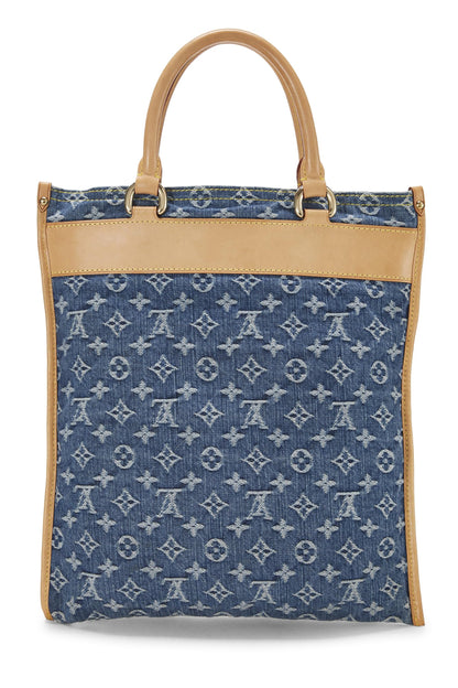 Louis Vuitton, Pre-Loved Blue Monogram Denim Flat Shopper, Blue