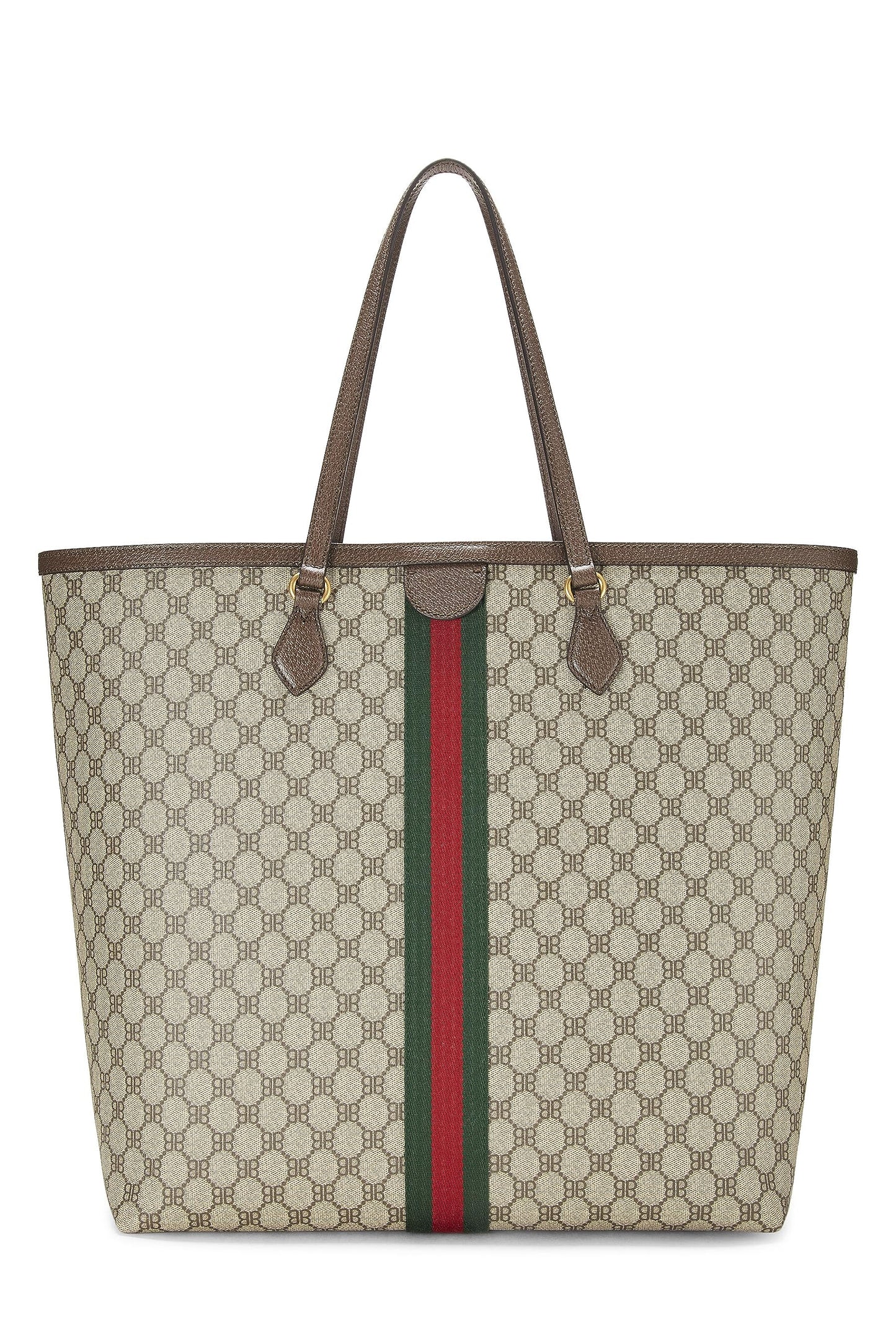 Balenciaga, sac fourre-tout Hacker Graffiti en toile enduite beige Balenciaga x Gucci d'occasion, grand modèle, marron