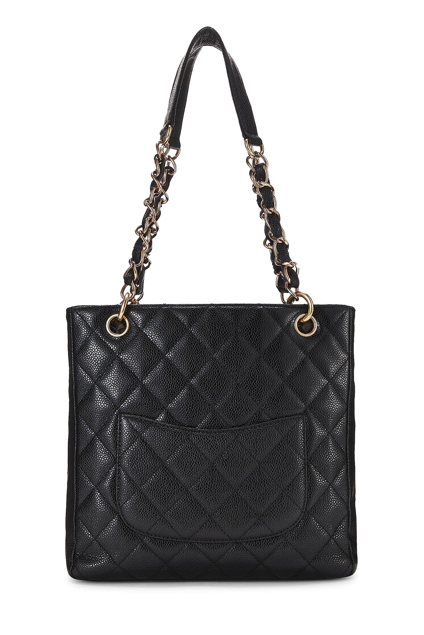 Chanel, Bolso shopping Petite de caviar acolchado negro Pre-Loved (PST), Negro