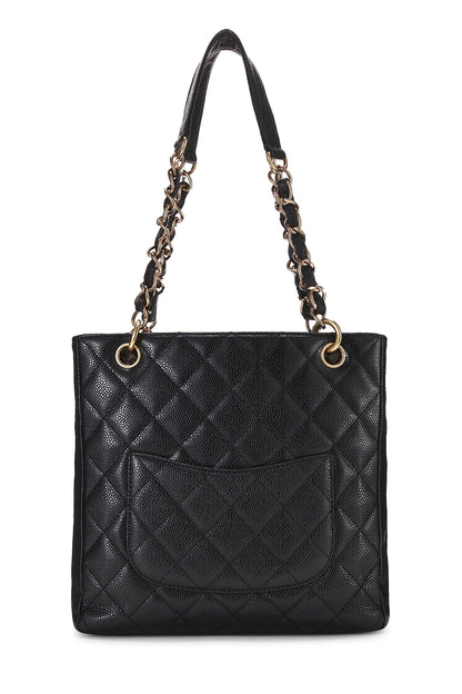 Chanel, Bolso shopping Petite de caviar acolchado negro Pre-Loved (PST), Negro