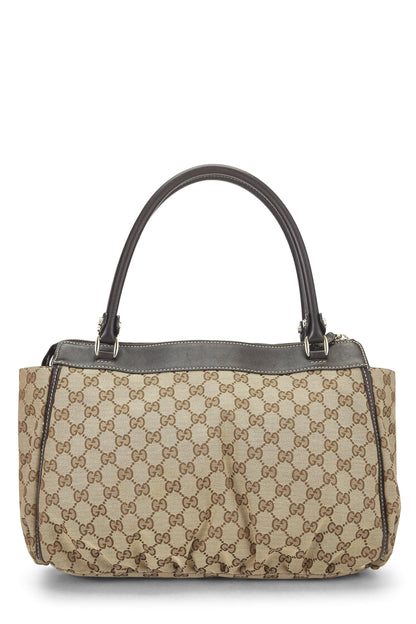 Gucci, sac fourre-tout zippé Abbey en toile GG d'origine d'occasion, marron