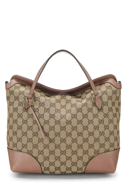 Gucci, sac à main Bree en toile GG rose d'occasion, rose