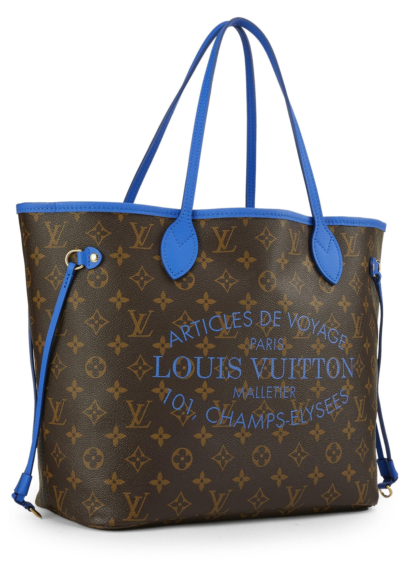 Louis Vuitton, Pre-Loved Lona con monograma azul Ikat Flower Neverfull MM, Azul