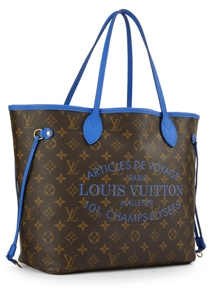 Louis Vuitton, Pre-Loved Blue Monogram Canvas Ikat Flower Neverfull MM, Blue